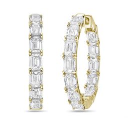 14kt 8cts lab grown emerald cut diamond in & out hoop earring, 8cts of emerald cut diamonds def color, vs clarity dimension: 1
