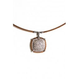 womens steel 18k white gold accent topaz pave diamond accent square pendant necklace 17