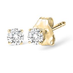 14k white gold 1/2 cttw 4-prong set brilliant round-cut solitaire lab grown diamond push back stud earrings
