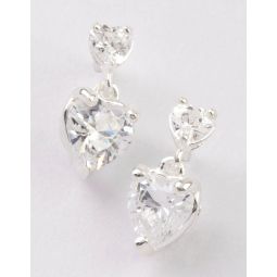 sterling silver cubic zirconia heart stud & drop earrings