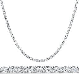 19ct oval diamond tennis necklace 14k white gold lab grown