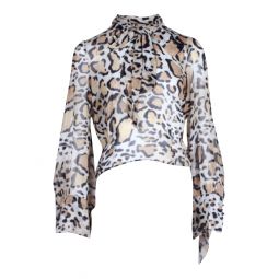 leopard-print top in multicolor silk