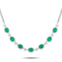 18k white gold 10.15ct diamond and emerald necklace mf03-073025