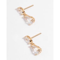gold plated sterling silver cubic zirconia marquise drop earrings