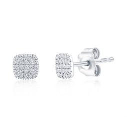 sterling silver square diamond studs