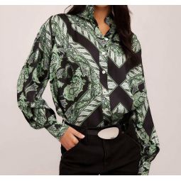 chloe button down blouse in florence scarf print