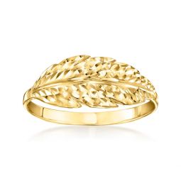 canaria 10kt yellow gold diamond-cut leaf ring