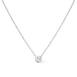 10k gold round brilliant-cut diamond modern bezel-set solitaire 16-18 pendant necklace