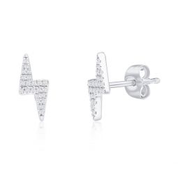 sterling silver lightning bolt diamond studs