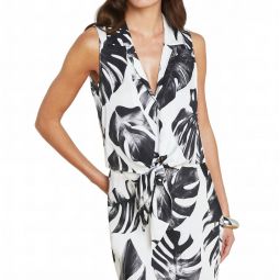 womens amos blouse in black and white