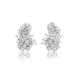 sterling silver white gold plated with clear marquise cubic zirconia cluster earrings