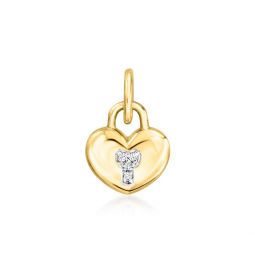 by ross-simons diamond heart lock charm in 14kt yellow gold