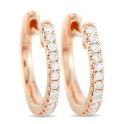 14k rose gold 0.22ct diamond hoop earrings aer-9846r