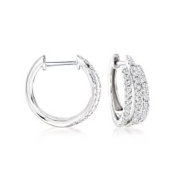 diamond 3-row hoop earrings in sterling silver