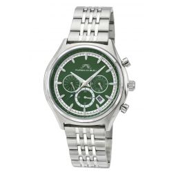 mens charlie multifunction sivler tone & green watch 1261cchs