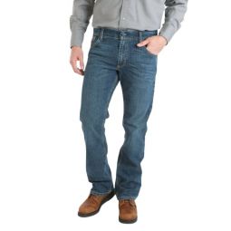 fire resistant retro slim boot stretch jeans - length 35 in dark wash