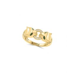 gold over silver 0.20 ct. tw. diamond & tsavorite ring