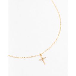 premium gold plated sterling silver cubic zirconia classic cross necklace