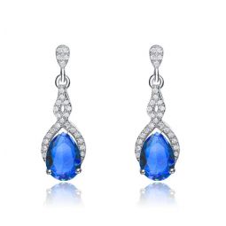 sterling silver with colored cubic zirconia teardrop earrings