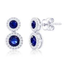 sterling silver, lab-grown sapphire and natural diamond earrings - 0.89ct