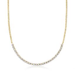 by ross-simons diamond half-tennis necklace in 14kt yellow gold