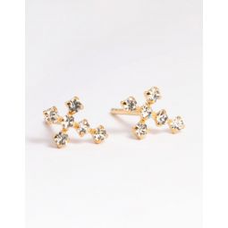 gold plated sterling silver cubic zirconia cross stud earrings