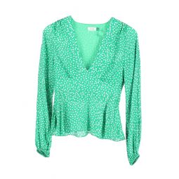 kikki retro micro floral top in green viscose