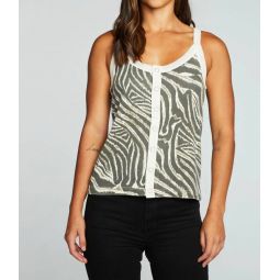 recycled vintage rib tank in zebra print