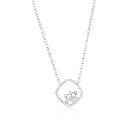 sterling silver, multi-shaped diamond square necklace