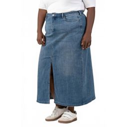 high rise long skirt with slit - plus in fairmont