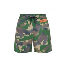 camouflage logo patch swim shorts