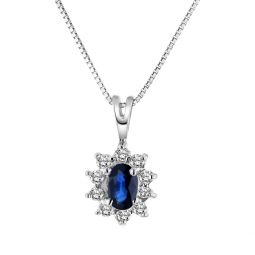 0.35cttw diamond and sapphire pendant in 14k gold