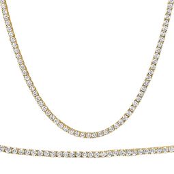 20ct round diamond tennis necklace 14k yellow gold lab grown
