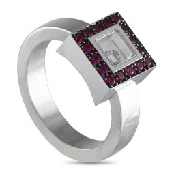 happy diamonds 18k white gold 0.05ct diamond and ruby ring ch19-051625