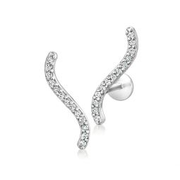 by ross-simons diamond curved ear climbers in sterling silver