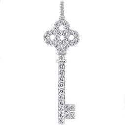 3/4ct diamond key pendant necklace 14k white gold new