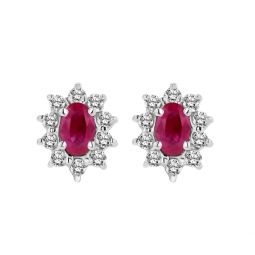 0.70cttw diamond and natural heated ruby earring in 14k gold
