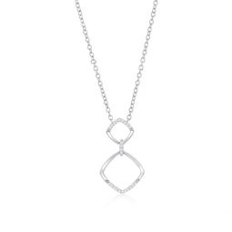 sterling silver double sqaure diamond necklace