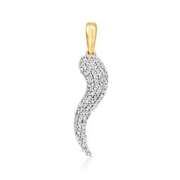 canaria diamond italian horn pendant in 10kt yellow gold