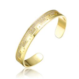14k gold plated with clear cubic zirconia cuff bracelet