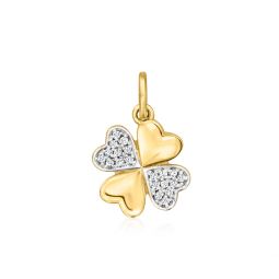 by ross-simons diamond 4-leaf clover charm in 14kt yellow gold