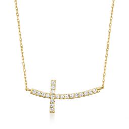 canaria diamond sideways cross necklace in 10kt yellow gold