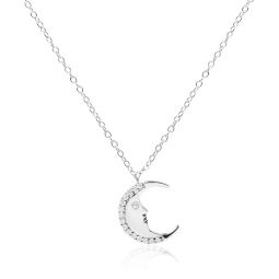 925 sterling silver 1/10ct diamond crescent man on the moon 18 pendant necklace