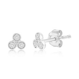 sterling silver, triple cluster of diamond studs