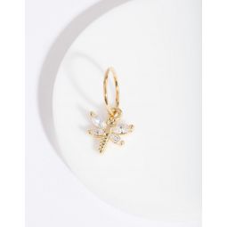gold surgical steel cubic zirconia dragonfly clicker earring
