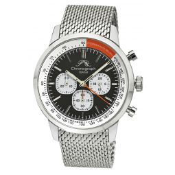 simon stainless steel chronograph silver tone & black mens watch 1321bsis