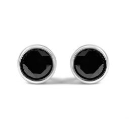 .925 sterling silver round brilliant-cut black diamond bezel-set stud earrings with screw backs