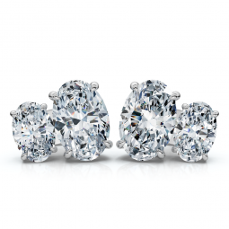 certified 3ct oval cut two stone diamond earrings 14k gold lab grown