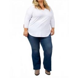 perfect long sleeve v-neck tee - plus in white