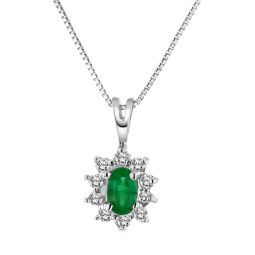 0.35cttw diamond and emerald pendant 14k gold